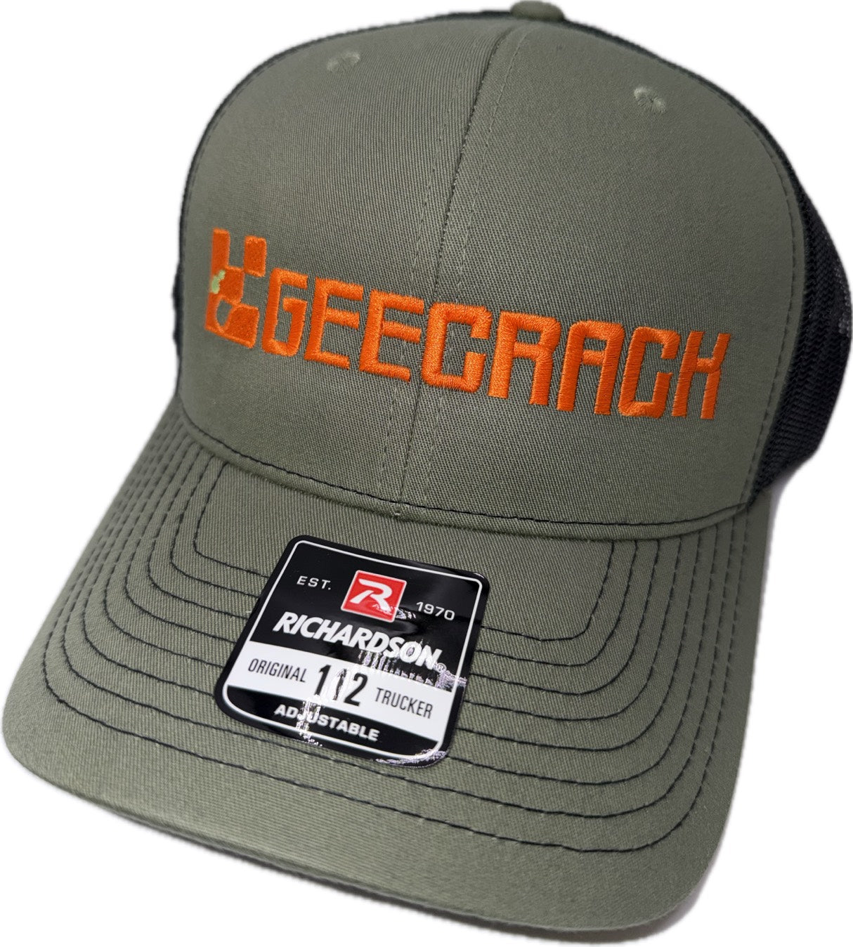 Geecrack Logo Richardson 112 Hat - GREEN/ORANGE