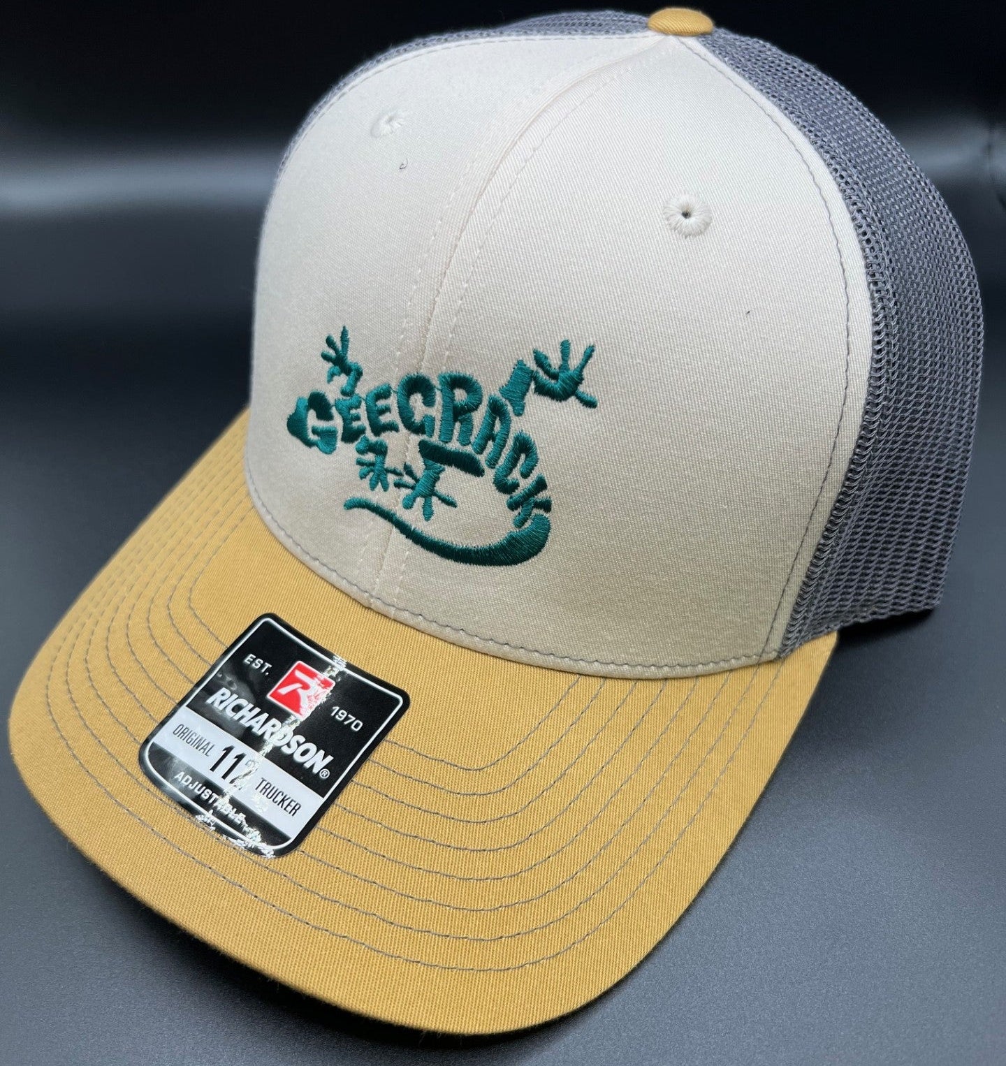 Gekko Logo Hat  (Richardson 112) Beige/Green