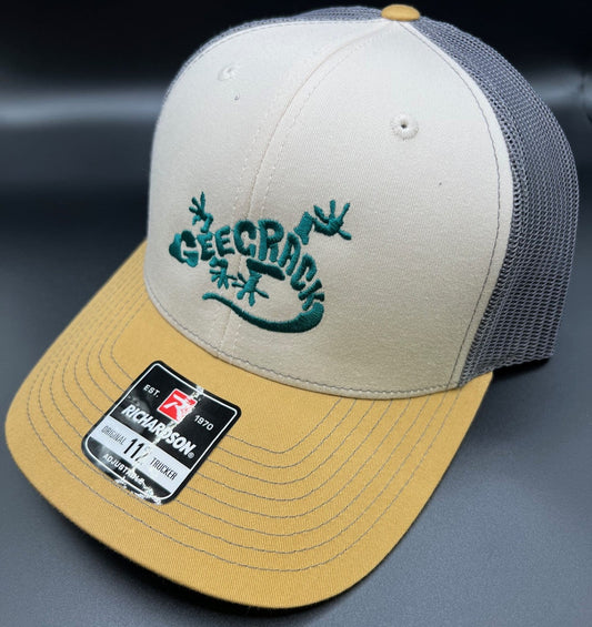 Gekko Logo Hat  (Richardson 112) Beige/Green